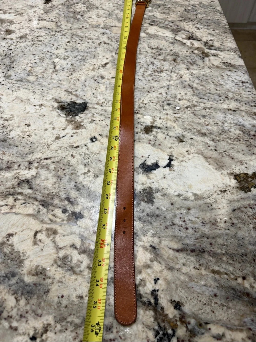 Boutique Brown Italian Leather Belt Size 44 Small Made In Italy Gold Tone Buckle